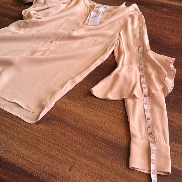 CLUB MONACO Peach Ruffle Long Sleeve Top Size Small - Picture 10 of 11